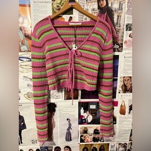 NWT English Factory Cropped Multicolored Knit Cardigan